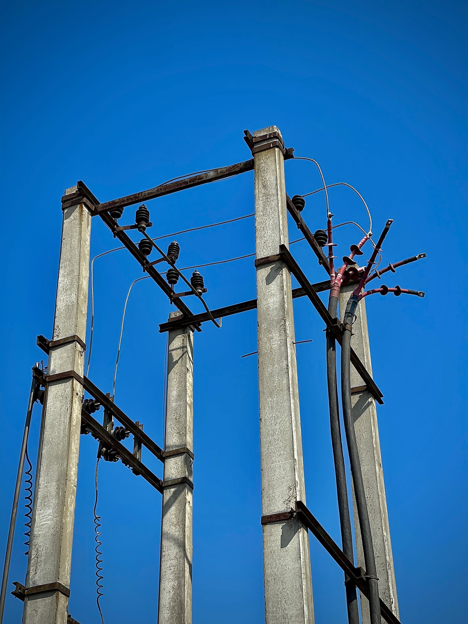 Distribution utility poles and wires in Mohali, India
