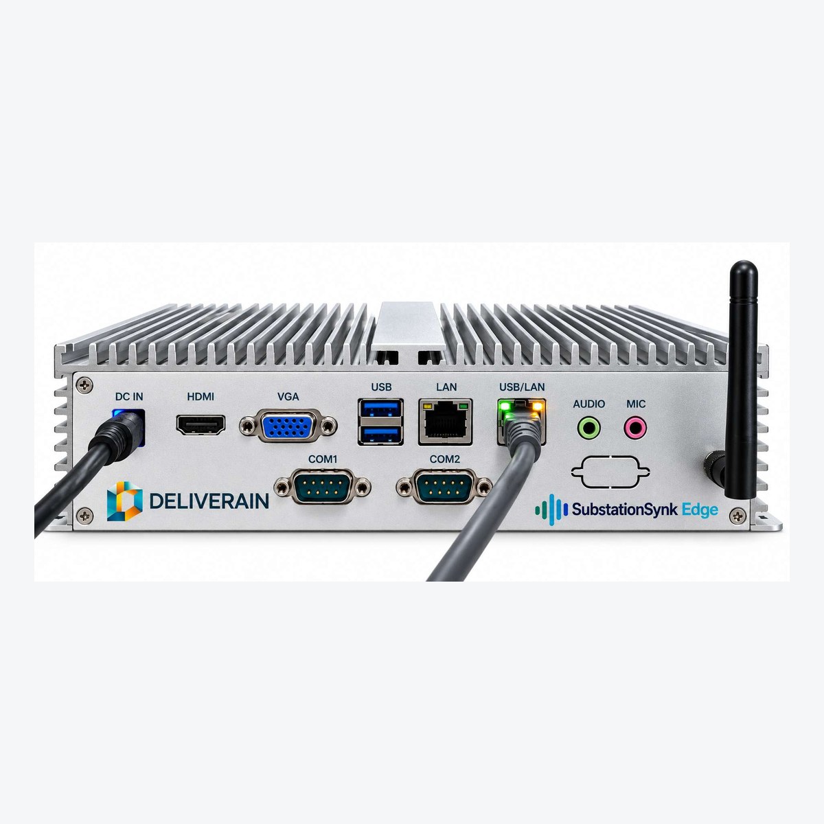 SubstationSynk Edge fanless industrial appliance, rear panel